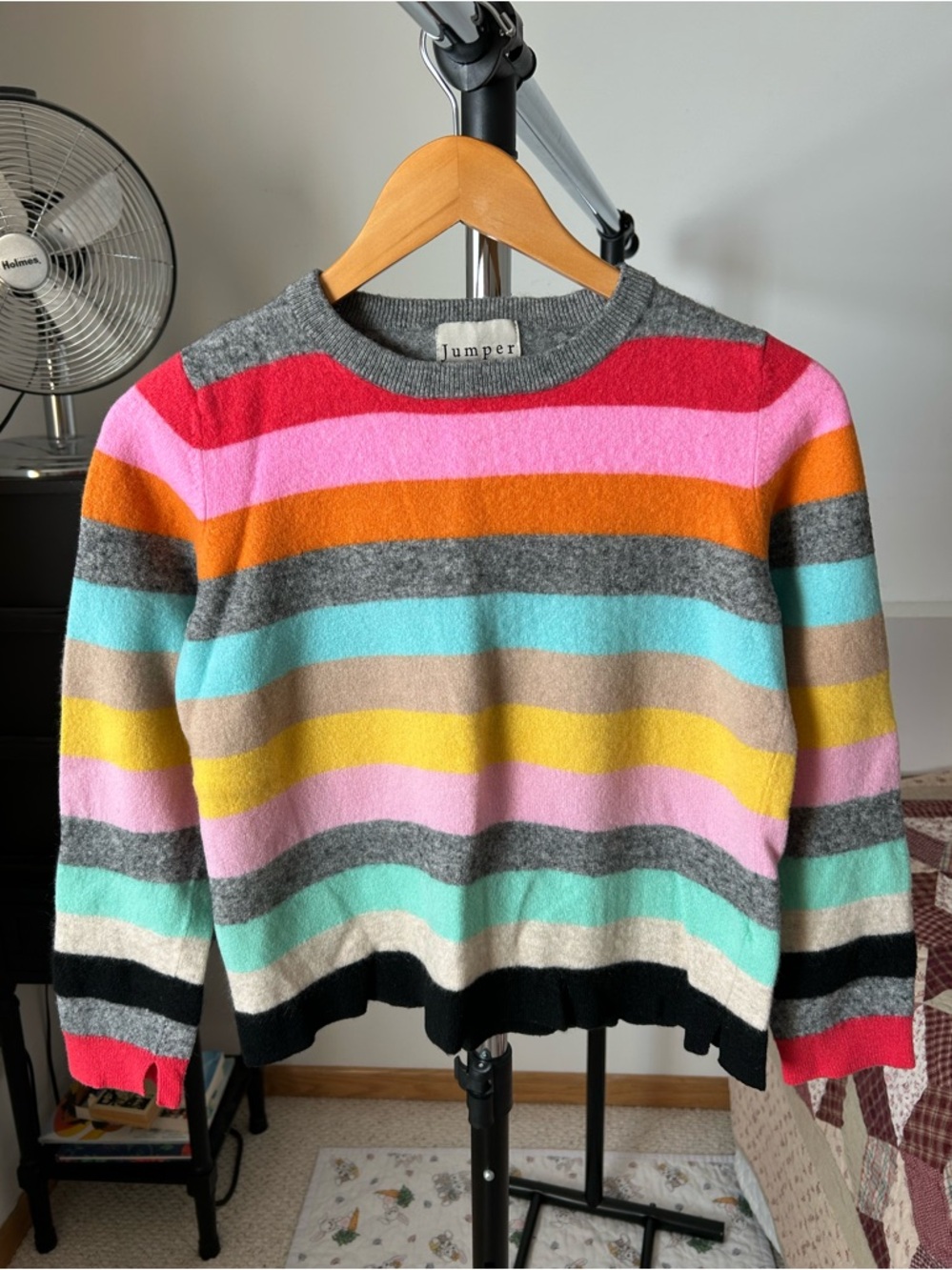 Jumper 1234 100% Cashmere Striped Knit Pullover Crewneck Sweater